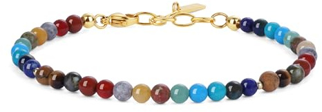 COAI Bracciale Arcobaleno da Donna, Bracciale da Donna con Perline di Pietre Naturali Chakra