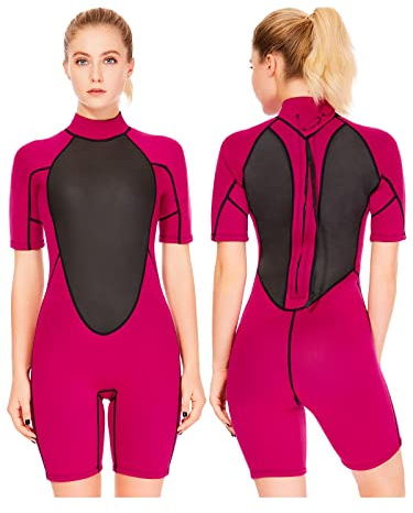 FLEXEL Shorty Wetsuit Women 2mm, Wet Suits for Mens in Cold Water, Neoprene Scuba Diving Suit for Surfing Swimming Snorkeling