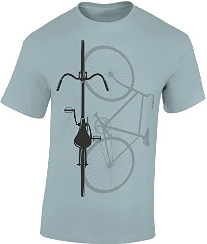 Baddery Fahrrad T-Shirt Herren : Bike Shadow - Rennrad Zubehör (Ice Blue L)