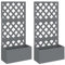 vidaXL Blumenkasten 2 STK., Hochbeet mit Rankgittern, Blumenkübel Pflanzkasten für Garten Balkon Terrasse, Pflanzkübel Spalier Pflanzgefäß, Grau 65x33x135 cm WPC
