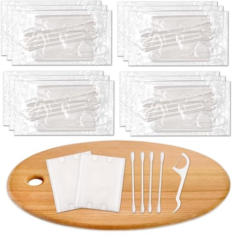50 Pack Hotel Vanity Kit Individually Wrapped, Bulk Hotel Amenities Kit, Hospitality Set, Amenities Hotel Vanity Set Hygiene Products Include Cotton Pads, Cotton Swabs, Dental Floss Picks