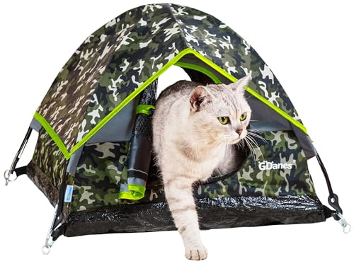 GDanes Camouflage Cat Tent, Cat House Bed for Indoor Cats with Soft Pad | 22 x 22 x 16 Inch, Portable Small Dogs House, Built-in Soft Cushion, Ventilated & Easy to Monitor Pets