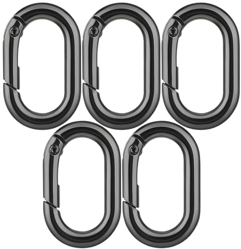 Lot de 5 pinces à ressort ovales pour sac à dos, portefeuille, voiture (noir), porte-clés à ressort, pince à anneau en alliage, petit dispositif de serrage