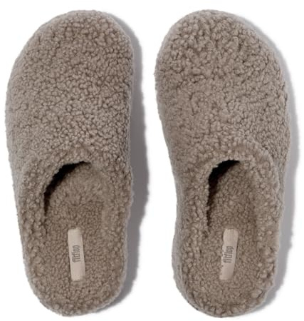 Fitflop SHUV Curly-Shearling Clogs Taupe