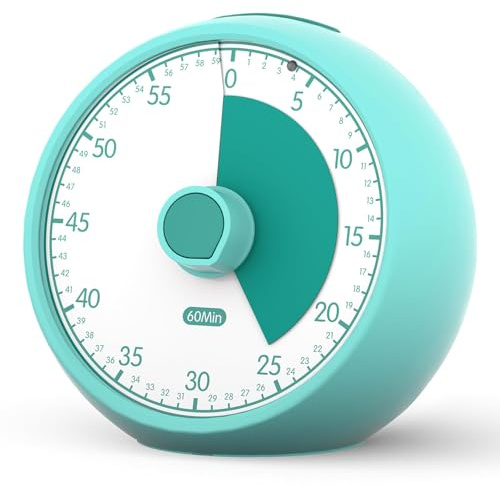 Conchstar Visual Timer for Kids - Silent Timer Analog 60-Minute Countdown for Classroom Learning, Teachers, Children with ADHD/Autism, Homeschooling (Green)
