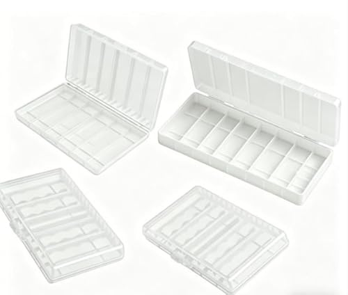 Bamyli 4 stycken Förvaringslåda för AA-batterier, AAA-batterier, bärbar batteriförvaringsbox som rymmer 6 AA-batterier eller 8 AAA-batterier, isolerat vått säkert dammsäkert