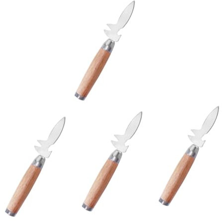 BESTOYARD 4stücke Oyster Shucking Knife Edelstahl Austernmesser Mit Holzgriff Vielseitiges Öffner-tool Für Meeresfrüchte Für Zuhause Und Gastronomie