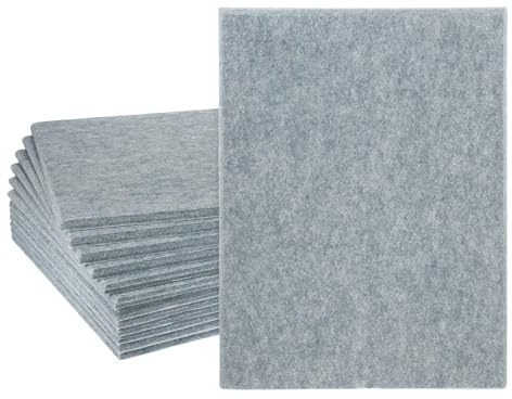 sourcing map Lot de 12 panneaux acoustiques adhésifs rectangulaires en feutre haute densité, insonorisants, autocollants, antidérapants, anti-vibrations, anti-bruit, gris 40,6 x 30,5 x 0,9 cm (L x l x