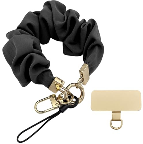 Chaîne de téléphone portable courte universelle, Élasticité, cordon pour téléphone portable, lanière, sangle de téléphone portable, anti-perte avec patch ultra fin, Noir