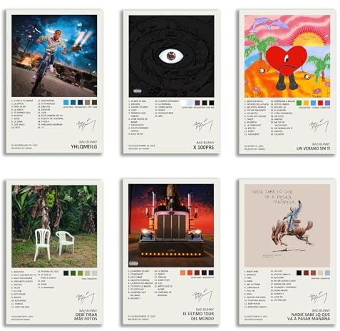 generisch Bad BunnyPoster Album Cover Limited Edition Leinwand Posters (Set of 6) Unframed 8in x 12in(20x30cm)