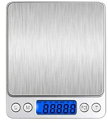 Digital Pocket Scales 0.1g/ 3000g High-Precision Kitchen Food Scales, Stainless Steel Jewelry Scales with Mini Kitchen Scale with Back-Lit LCD Display, Tare, and PCS Features