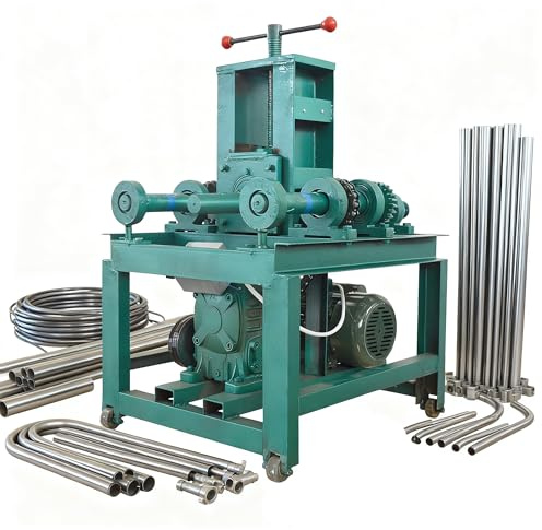 INTBUYING Electric Pipe Tube Bender Roller Machine Steel Bar Tube Bender 2.2KW Square/Round Pipe Bending Machine Multi-Function Pipe Bending Rolling Machine 15 Round and 9 Square Die Sets 220V/1PH