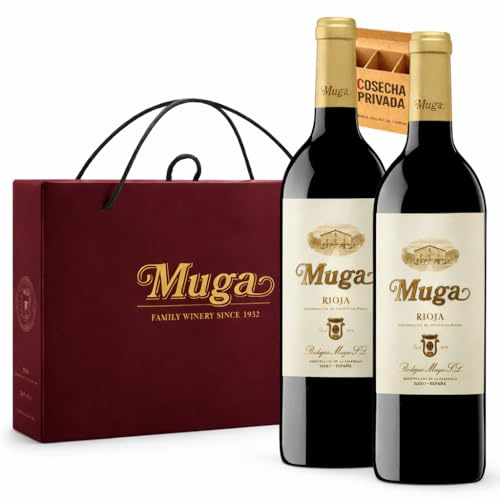 Estuche Edición Limitada - Bodegas Muga - Envío 24 H - Caja Regalo Vino Rioja 2 Muga Crianza - Seleccionado por Cosecha Privada (2 x Botellas 75 cl, Estuche Edición Limitada)