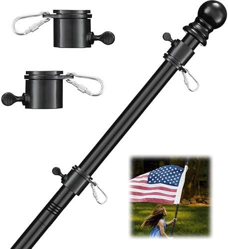 Ihomepark 6FT Flag Pole，Tangle Free Stainless Steel Weather Resistant Rustproof Flagpole Suitable for 3x5 Sports Fan Outdoor Flags, Wall-Mounted(6FT Without Bracket)