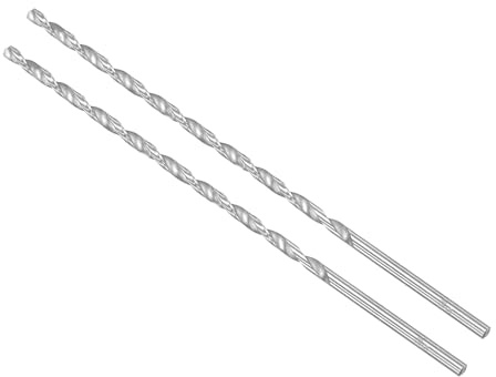 CoCud Extra långa höghastighetsstål spiralborr, diameter 5 mm längd 250 mm rak borr twist jobber för metall trä plast aluminium 2 st