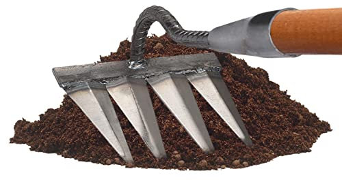 Lot de 1/4 râteaux de jardin - Outils de jardinage robustes - Outils de désherbage de jardin tranchants et durables avec 4 à 7 dents en métal - Pioche entièrement en acier trempé - Outils de jardinage