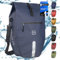 Bronea® Gepäckträgertasche für Fahrrad Jeansblau - Groß 28 Liter - abnehmbare Fahrradtasche für Gepäckträger hinten - Wasserdicht & Reflektierend - Click System Befestigung - Inklusive Laptop-Fach