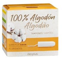 Super Plus Tampons, 100 % Baumwolle, Box mit 15 Stück, 2 Stück