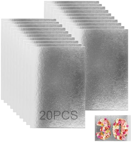 LDXDRU 20er Tortenunterlage Rechteckige 40x30 cm Cake Board Set 2 mm Dicke Tortenböden Kuchenplatte Silber für Torten Kuchen Party-Buffets Geburtstag