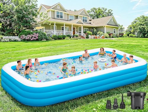 Piscina gonfiabile extra large per adulti, 457 x 193 x 55 cm, piscina spessa di grandi dimensioni con pompa ad aria, piscine grandi per cortile, giardino, prato, interno
