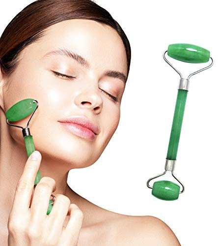 Mina Heal Jade Roller Gesichtsmassagegerät, ausgezeichnetes Anti-Aging-Anti-Falten-Schönheits-Hautpflegewerkzeug | Glatt poliertes Gesichtsmassagewerkzeug für Hautpflege, Selbstpflege und Entspannungsroutinen.