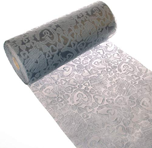 Dekolor® 55-300-5-32 Waterproof Table Runner with Lotus Effect Hearts Grey 300 mm Width 5 m Roll