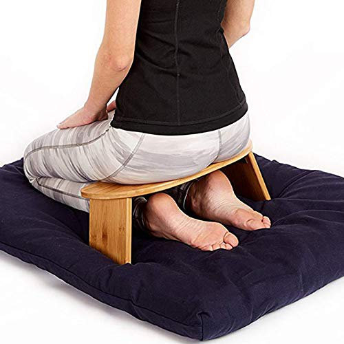 Yclty Kniende Meditationsbank Klappbar mit Tragetasche, Faltbare Meditationsbank Tragbarer Yoga Hocker aus Bambus