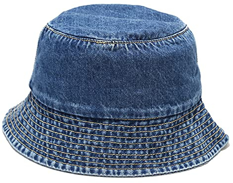 Umeepar 100% Baumwolle Denim Fischerhut Sonnenhut Sommerhut Hut for Damen Herren (DE/NL/SE/PL, Alphanumerisch, Einheitsgröße, Mittelblau)
