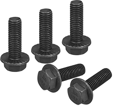 sourcing map M10-1.5x30mm Hex Serrated Flange Bolts 10.9 Grade Carbon Steel Screws 5pcs