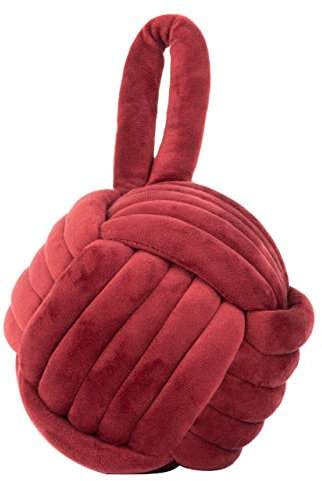 Furn Knot Velvet Door Stop – Decorative Weighted Doorstop for Light & Interior Doors, Soft Plush Modern Home Decor (Red)