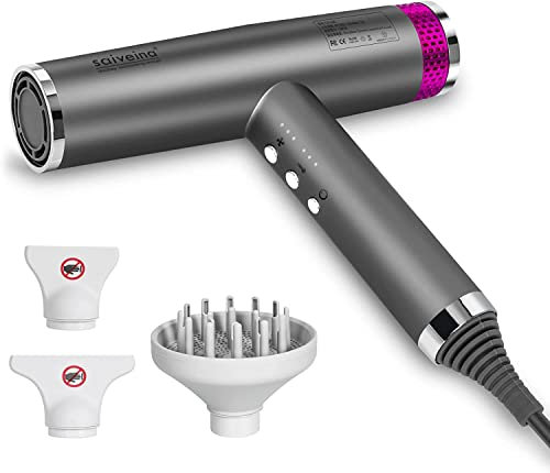 Tarana Haartrockner, Ionen-Technologie, 1450 W, 4 Temperatureeinstellungen, 3 Geschwindigkeitsstufen, Grau, Kunststoff, für Zuhause, Reisen, Wohnzimmer