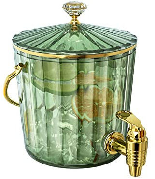 LTLWSH 2L Dispenser per Bevande, Secchio dell'Acqua Fredda Bottiglia di Acqua Fredda Domestica Bottiglia di Acqua Ghiacciata Secchio di Succo Coke Secchio di Bevanda Contenitore,Transparent Green