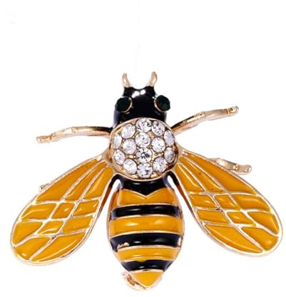 Broche abeille en forme d'abeille pour homme et femme - Jolie broche abeille en métal - Broche en cristal - Accessoire amusant en forme d'abeille, Métal