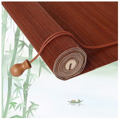 YYLDPFDC Retro Bambus Rollo Jalousine Bambusrollo, Bambus-Rollos für Fenster, Raffrollos Bambus Vorhang, Naturholz Jalousie, Sonnenschutz Lichtfilter-Rollo Für Terrasse/Garten-WxH: 10X140CM