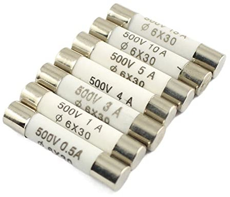 BIQSYVTM Sicherung 5 Stück Keramiksicherung 6x30mm 500V F 500mA 0.5A 1A 2A 3A 4A 5A 10A 15A Quick Fast Blow BS1362 6 * 30mm RO58 High Pressure Smelt Break(0.5A)