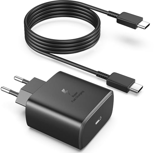 Chargeur USB C 45W Chargeur Sam-Sung Charge Rapide pour Samsung Galaxy S25, S24+, S24 Ultra, S23+, S23 Ultra, S22, S21, Note20, Tab S9 Ultra et 2M Câble USB C, Prise Secteur USB Type C Adapteur Noir