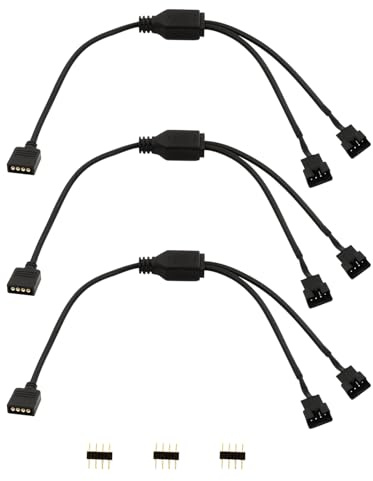 LANMINGLEL Cable divisor RGB de 4 pines 12V 4Pin hembra a SM 4Pin macho Cable de alimentación de extensión RGB PC Cables RGB para ventilador de computadora Placa base Tira LED (M 1 a 2, 3)