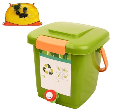 avec Robinet pour Collecter Le Liquide De Compost Composteur 2/2,6/4/5 Gallons économisez De l'espace Et Facile à Transporter Composteur Appartement,Style1(8L)-2Set