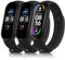 Amzpas 3Stück Armband für Xiaomi Mi Band 6 Armband Damen Herren,Neues Silikon Sport Ersatzarmbänder Uhrenarmband für Xiaomi Mi Band 5/Mi Band 6 (Schwarz/Schwarz/Schwarz)