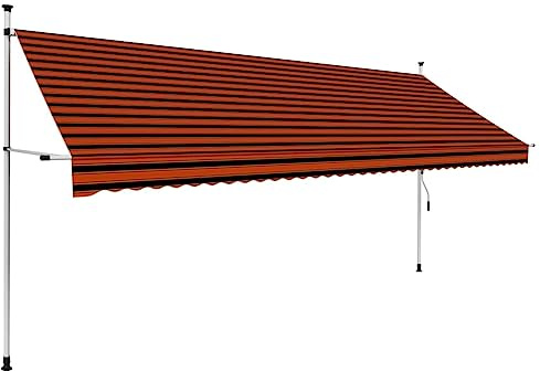 PURADAY Klemmmarkise Handbetrieben 400 cm Breit Orange und Braun Einziehbare Markise Wasser- und Schmutzabweisende Sowie UV- und Wetterbeständige Höhe und Neigungswinkel Einstellbar