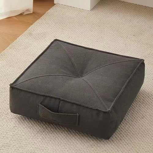YOUGANG 15cm Extra Thick Booster Cushion,Round/Square 100% Cotton Seat Pad for Armchair,Car, Office,Chair Cushion for Elderly Post-Operative,Wheelchair (Square Dark Grey,60x60x15cm)