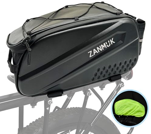 zanmuk Fahrradtaschen Fahrradtasche für Gepäckträger Gepäckträgertasche - 14L 3in 1 Gepäckträgertaschen Wasserfest & Reflektierend mit Regenhülle