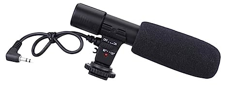 TINEASUR Microfono Intervista per Videocamera e Tablet, Nero Abs, Angolo | Attacco Vite 1/4 Pollice, Lunga Distanza di Raccolta, Raggio Radio Molto Ampio, Lunga Autonomia