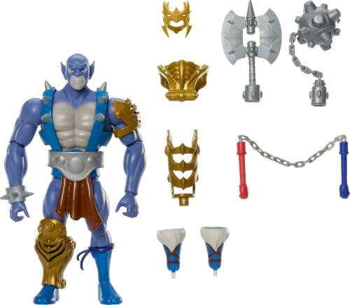 Masters of the Universe Origins & ThunderCats 14 cm ledad actionfigur från Panthro 80-talets korsande leksak med utbytbar rustning mache yxa och miniatyr serietidning JFW97