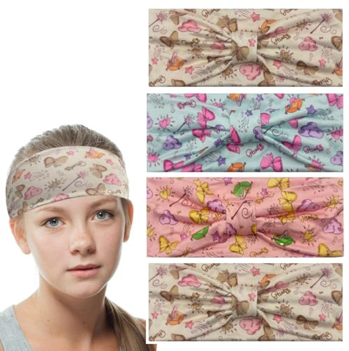 ZORVUJI 3 Pezzi Fascia per Capelli Bambina Elastico Cerchietto con Nodo Fiocco Farfalla Accessori per Capelli per Scuola Tempo Libero Sport