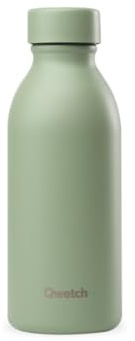 Qwetch - Bouteille Isotherme 500ml Vert Tilleul - ICON - Gourde Design Compacte et Élégante Inox Recyclé - 24h Froid et 12h Chaud - Etanche