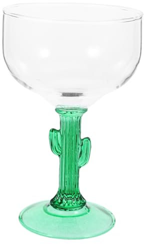 MUCKLILY Bicchiere Da Margarita a Forma Di Cactus in Vetro 400ml Bicchiere Da Vino Decorativo Per Feste Casa Resistente Sicuro Ecologico Bordo Liscio e Antiscivolo