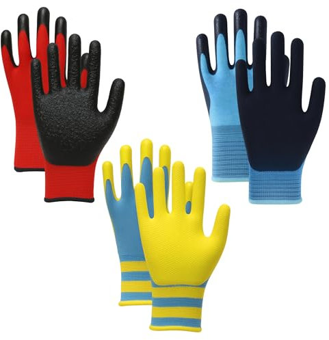 daqoupzi 3 Paar Gartenhandschuhe für Männer und Frauen, Handschuhe Arbeitshandschuhe, Gartenhandschuhe Dornenfest, Geeignet für reguläre Gebäude, Logistik, Lagerhaltung, Gartenbau und DIY-Arbeiten