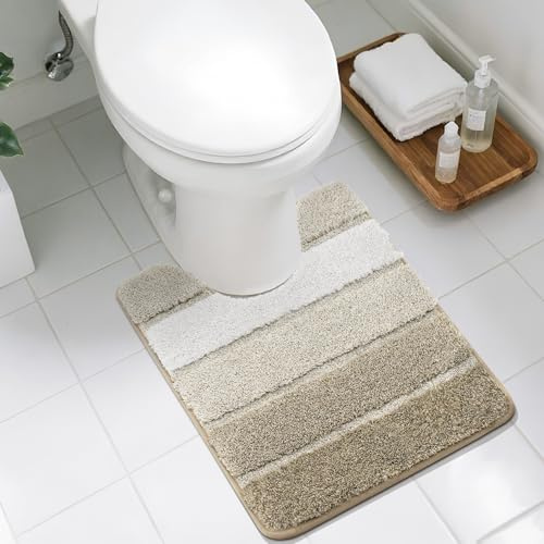 COSY HOMEER Toilet Rugs U-Shaped 24x20, Ultra Soft Absorbent Bath Mat