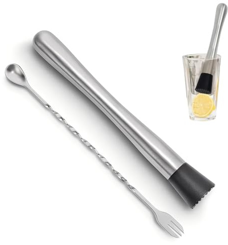 Edelstahl Cocktail Stampfer 20cm - Vielseitiger Muddler für Mojitos, Säfte & Getränke - Ideal für Bartender & Zuhause